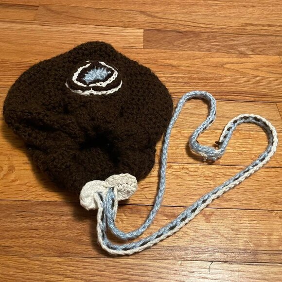 Heart Pouch BagHandmade crochet - brown, white and... - Picture 2 of 6